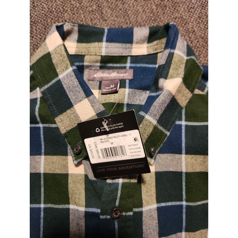 Men's Eddie Bauer Field Flannel Button-down LS Size Medium Color Peacock